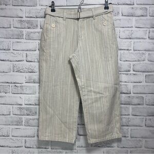 Liz Claiborne Audra Petite Belted Stripped Crop Pants 4P